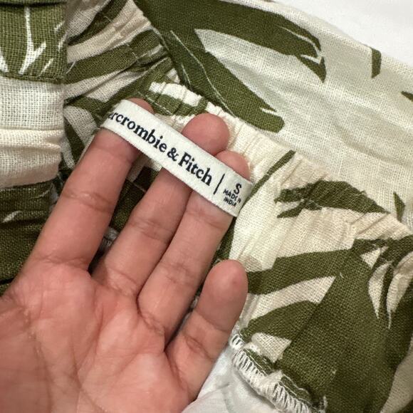 Abercrombie & Fitch Womens S Green Tropical Leaf Print Linen Blend Maxi Skirt - Picture 7 of 10